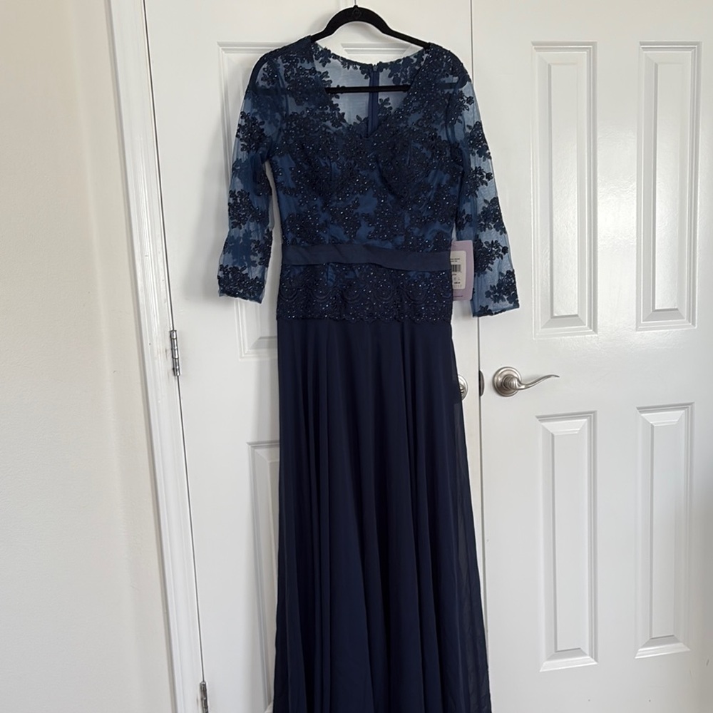 Elegant Navy Blue Evening Gown JD collection